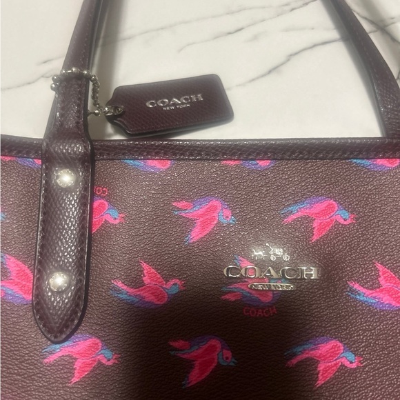 Coach Large City Reversible Tote - Birds and Burgundy - Picture 6 of 6